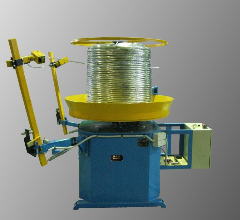 Palettenhaspel Modell NOH-10/1500 Palettenhaspel Tragkraft 1000 Kg Auflagefläche ᴓ 1500 mm mit Frequenzgesteuertem Antrieb über eine Bandführung und Bedienpult.