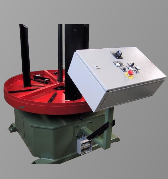 Palettenhaspel Modell NOH 20-1500 EM Palettenhaspel 2000 Kg mit Frequenzgesteuertem Antrieb über eine Bandführung und Stehpult mit Bedienfeld